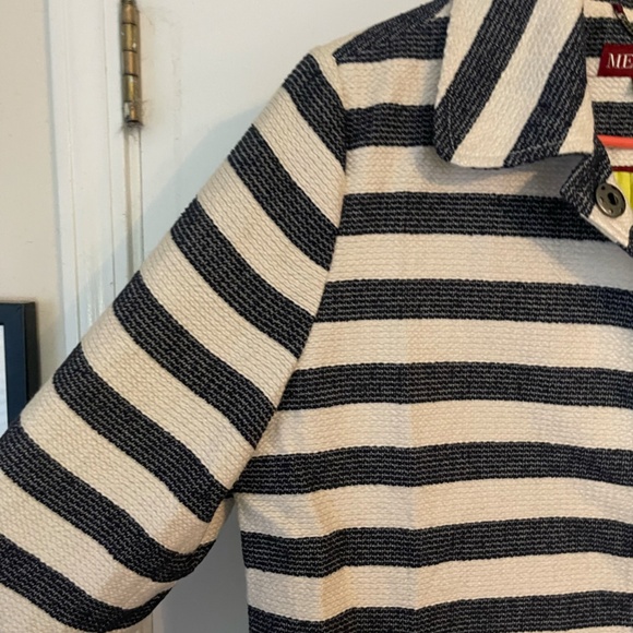 Target Merona Coat Blue and White Stripe With Yellow Liner - Picture 4 of 12